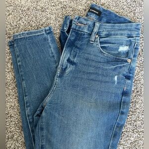 Express Distressed Blue Skinny Jeans